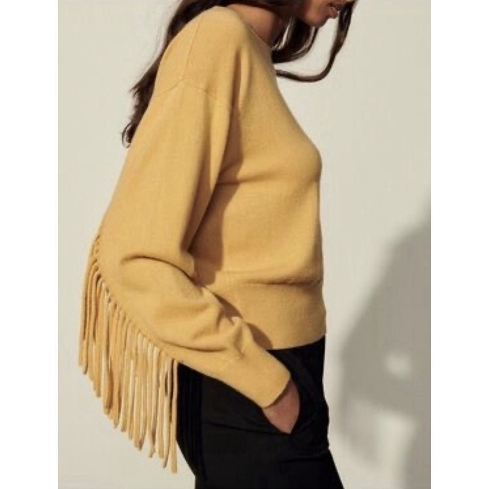 Sandro Paris Paprika Fringe Sweater Wool Cashmere Coastal Cowgirl Western Chic